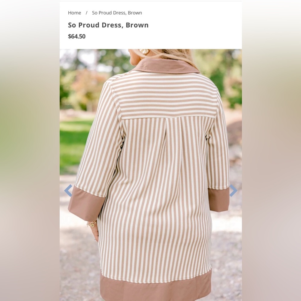 Chic Soul “So Proud” Brown Striped Dress - New With Tags - Picture 3 of 8